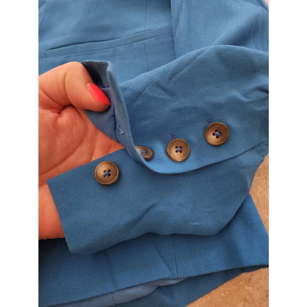 L'AGENCE Elleta collarless blazer Daphne blue size 2 NWT satin crepe - Picture 8 of 11